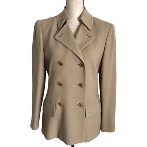 Mondi Tan Twill Double Breasted Vintage 80s Blazer Jacket Size 36