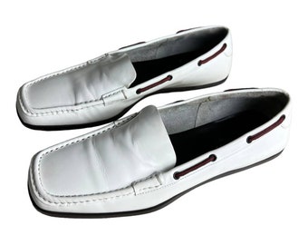 Gucci White Boat Leather Women's Loafers size 7.5 B