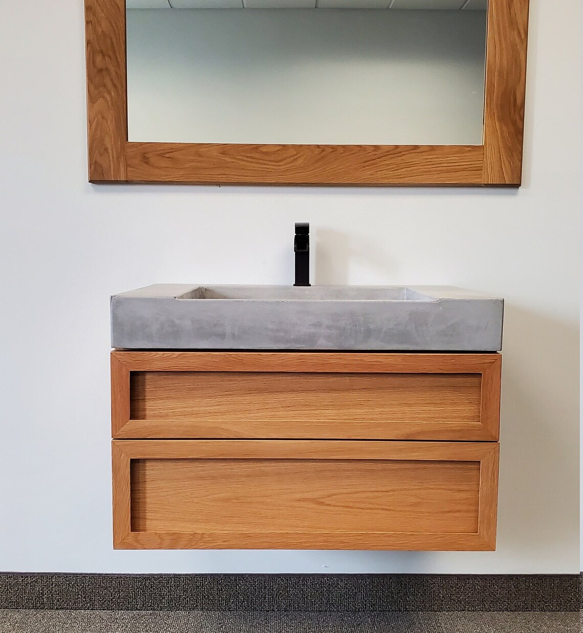 Floating Bathroom Vanity Mid Century Modern White Oak With Etsy
