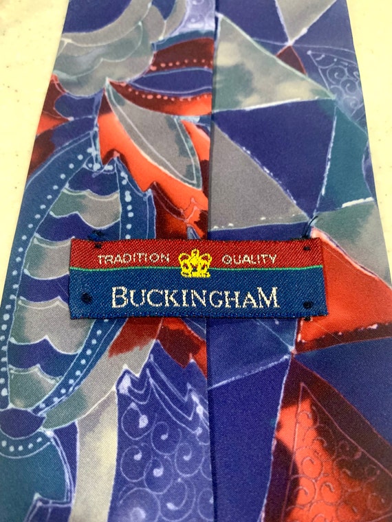 Vintage Buckingham Tie - 100% Polyester - blue an… - image 3