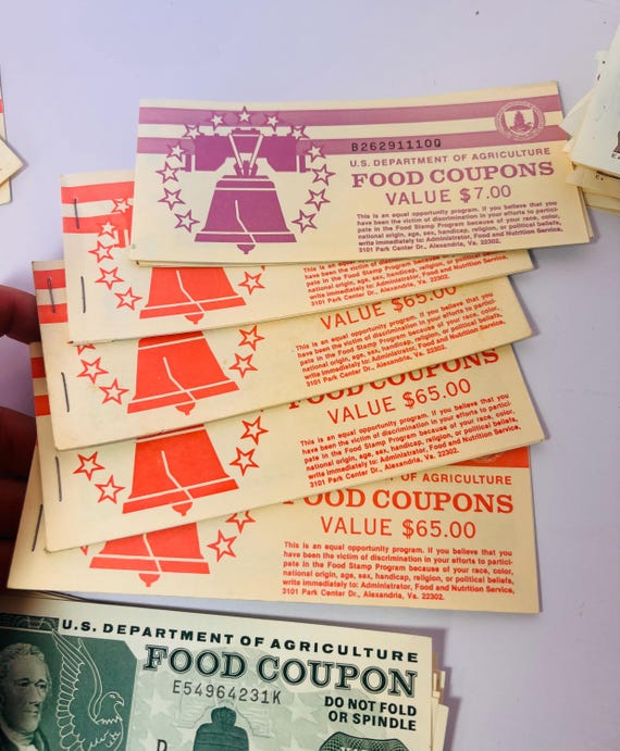 USDA Series 1995 B Partially Used Food Stamp Booklet | 65 dollar Value Booklet