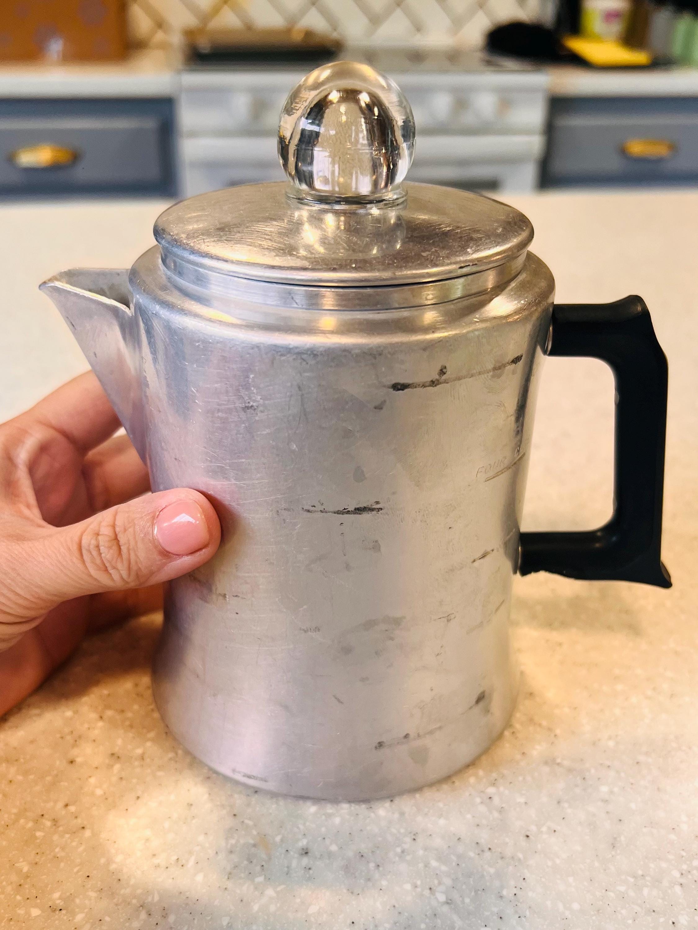 Vintage Cup Coffee Percolator With Glass Ball Top