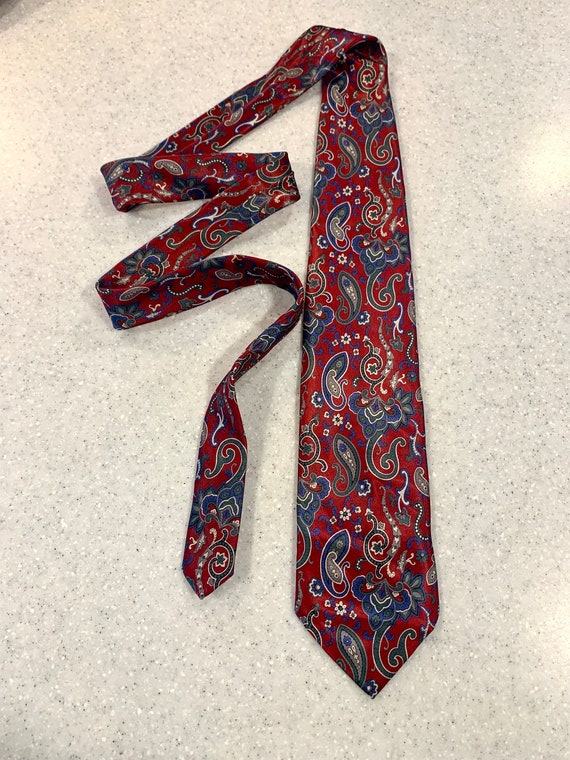 Vintage Red Buckingham Tie - 100% Polyester - Nec… - image 2