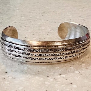 Vintage Sterling Silver Navajo Keevin Hesuse Cuff Bracelet  - 15g