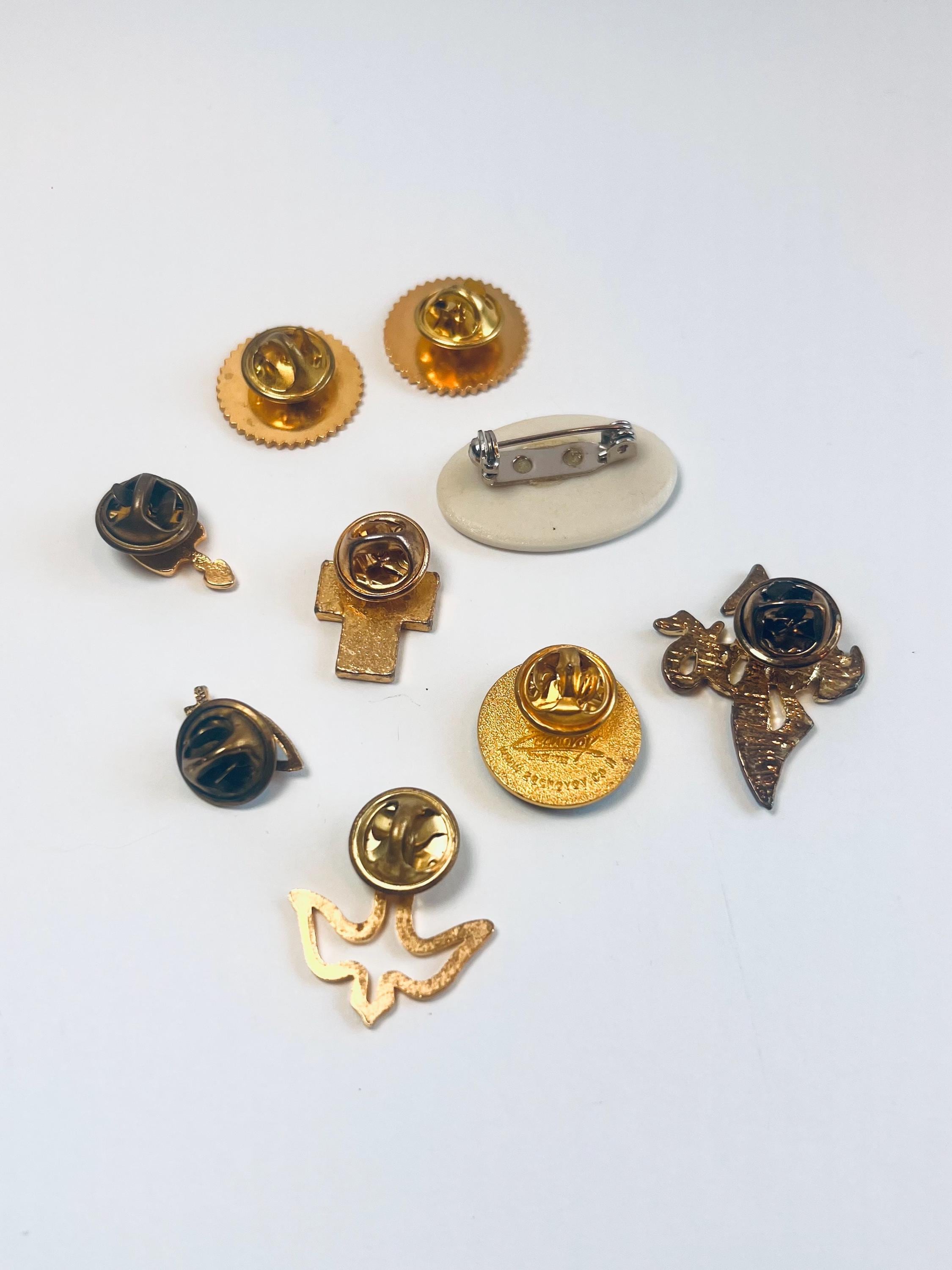 Not Religious Pin Vintage Christian Lapel Pins Bundle | Gold Tone Enamel Religious Pins ...
