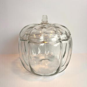 Vintage Anchor Hocking Clear Glass Pumpkin Cookie Jar
