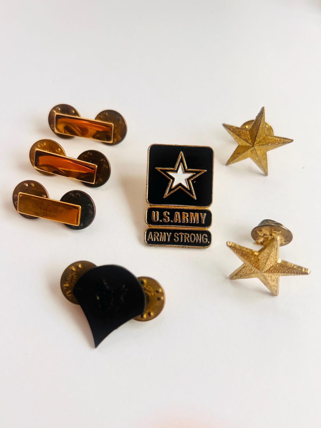Bundle of 7 Military Uniform Rank Insignia Pins | E-4 Army Specialist ...