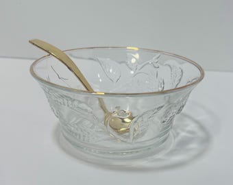 Vintage French Gold Rimmed Glass Condiment Bowl