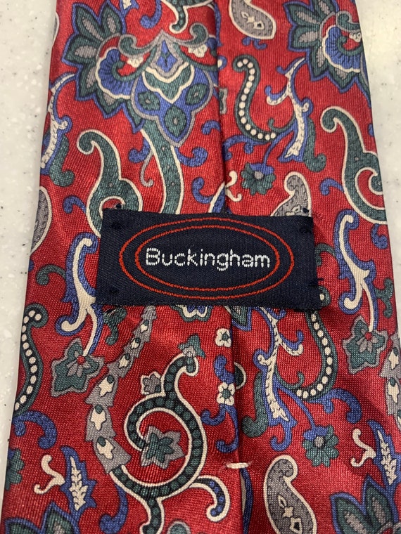 Vintage Red Buckingham Tie - 100% Polyester - Nec… - image 3