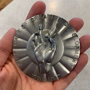 1947 DOW CHEMICAL 3&quot; anniversary medallion or paperweight -1897-1947