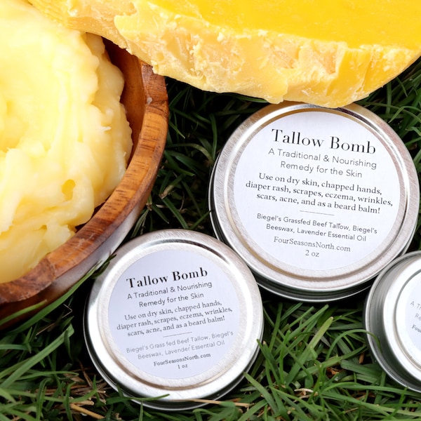 1/2 oz Tallow Bomb Salve with Grass-fed Beef Tallow and Beeswax: Nourishing, Healing & Traditional Skin Care Product