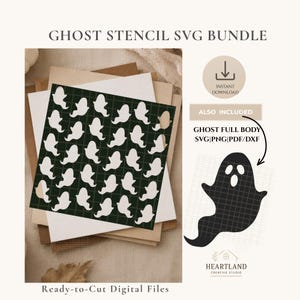 Plantilla de fantasma (archivo SVG) / Plantilla de Halloween de 12x12 pulgadas (descarga digital) / Diseño de felpudo para otoño / Arte con plantillas de pintura / Materiales para manualidades / Listo para láser