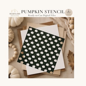 Pumpkin Stencil Cut File SVG| 12x12 Halloween Stencil Digital Download| Door Mat Design for Fall |Paint Stencil Art Craft Supply|Laser Ready
