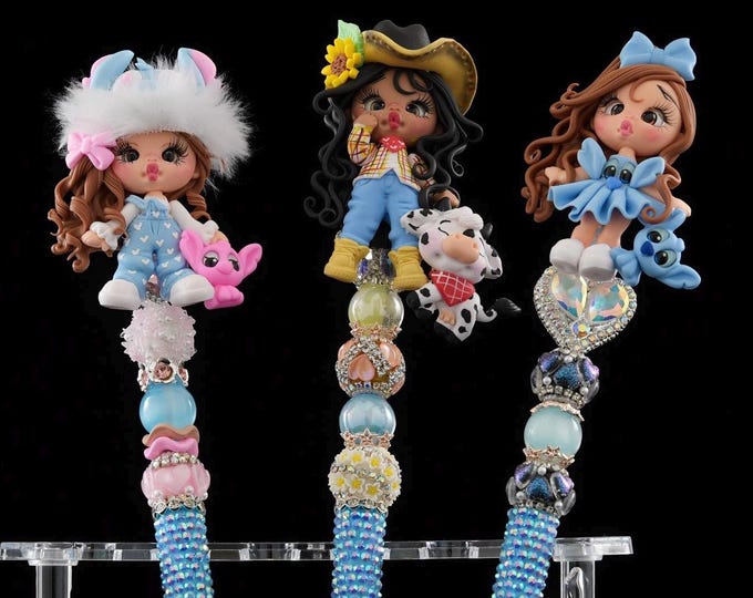 Luxury Bling Character Pens  | Handmade Rhinestone Pens | Pick Your Style | Cute Aesthetic Desk Accessories