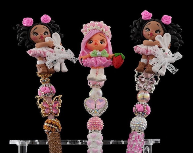 Viral Glam Pens | Cute Handmade Character Pens | Coquette Office Decor | Luxury Stationery