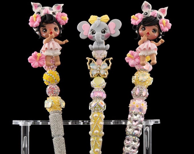Sunny Day Bling Pens | Handmade Rhinestone Character Pens | Cute Aesthetic Desk Accessories