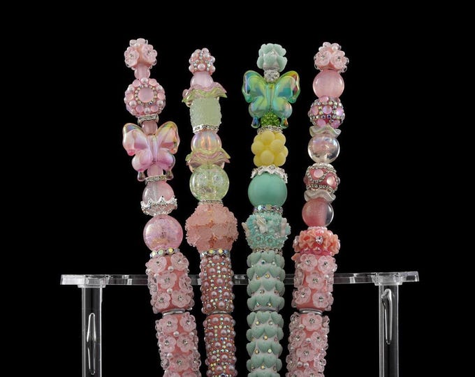 Pastel Butterfly Bling Pens | Handmade Rhinestone Pens | Luxury Floral Desk Accessories | Choose Your Style