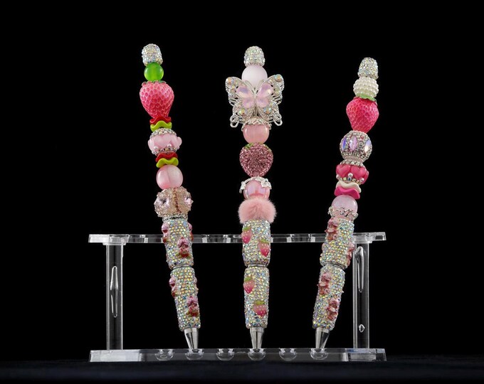 Strawberry Bling Pens | Handmade Rhinestone Pens | Pink Luxury Desk Accessories | Choose Your Style| Viral Strawberry Pens | Handmad