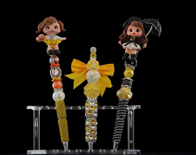 Yellow Glam Bling Pens | Handmade Rhinestone Pens | Luxury Doll Desk Accessories | Choose Your Style