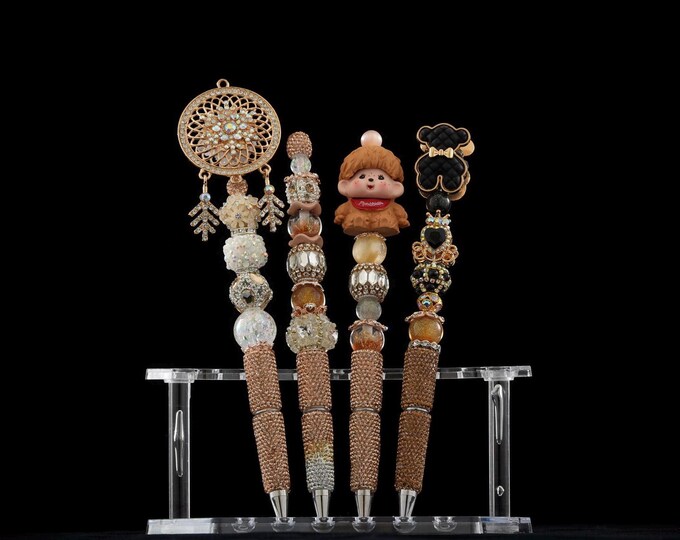 Champagne Bling Pens | Handmade Beaded Pens | Cute Luxury Stationery | Viral Desk Decor