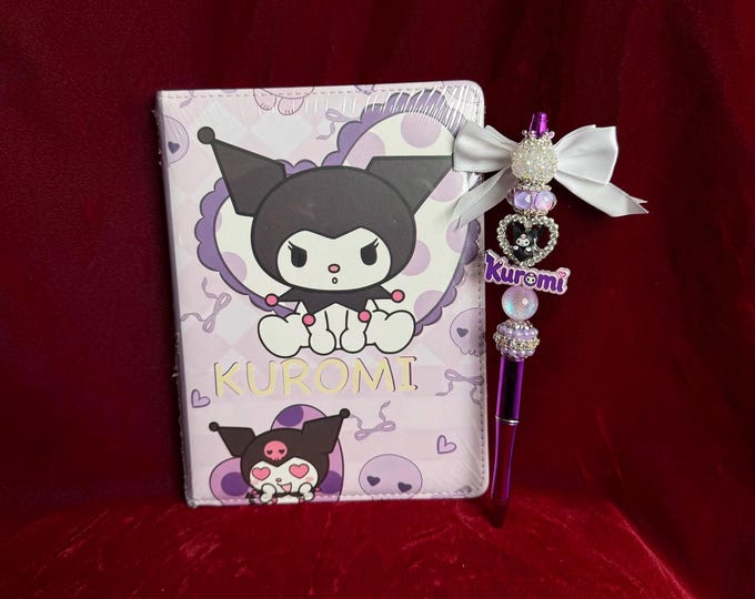 Anime Journal Notebook & Bling Pen Set | Kawaii Stationery Gift | Cute Handmade Notebook | Rhinestone Pen | Anime Lover Gift