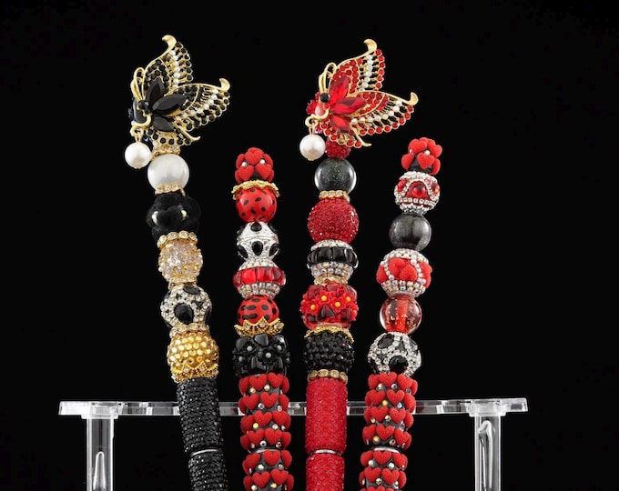 Viral Red & Black Pens | Handmade Statement Pens | Luxury Coquette Stationery