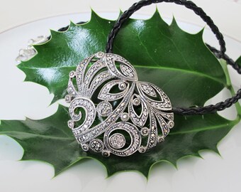 Stort filigran-hjärthänge i 925 silver, 45 x 35 mm