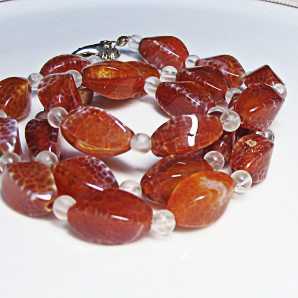 Collier Agate de Feu. L'agate "Peau de serpent". Collier Agate orange. Bracelet Agate de Feu.