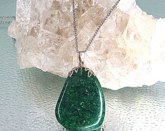 Halskette mit Anhänger aus grünem Aventurin, Natursteinkette aus Sterlingsilber