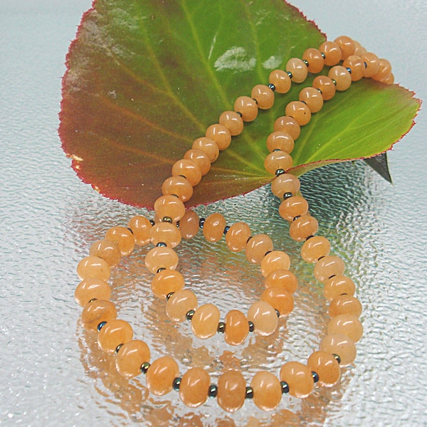 Collier Aventurine Orange. Bijoux Aventurine pêche véritable.