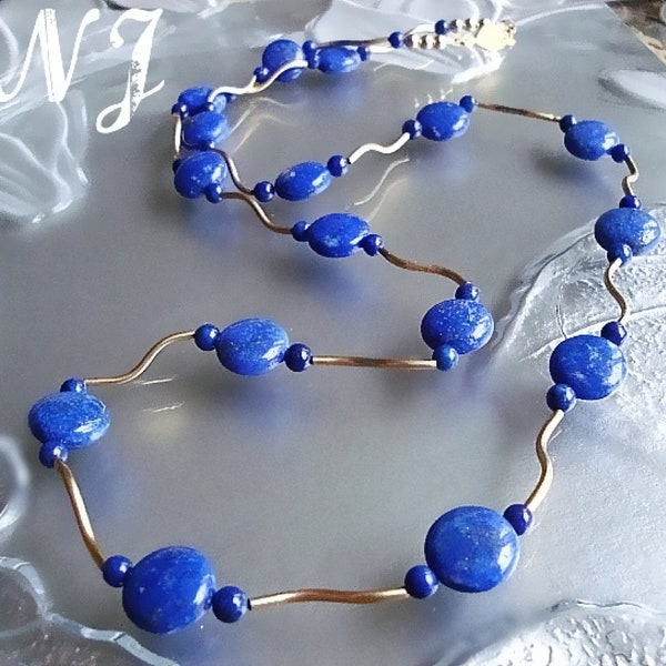 Parure Bleue. Collier Lapis Lazuli. Bracelet Lapis Lazuli. Collier bleu.