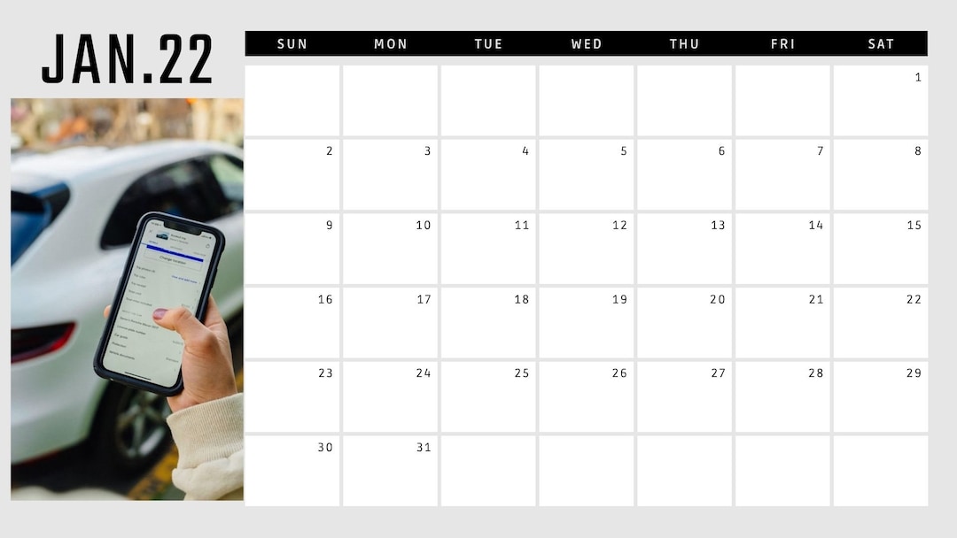 Monthly TURO Calendar Simple Calendar ANY Size Horizontal Etsy