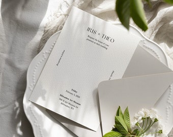 Minimalist Wedding Invitation Template Download, Wedding Details Card, Canva Template, Editable Invitation, Invitation Suite / Iris