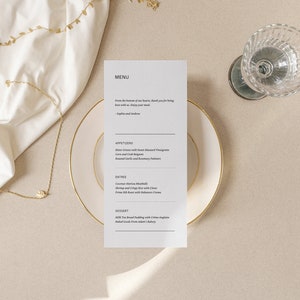 Wedding Menu Template Download, Printable Minimalist Canva Wedding Menu Template, Instant Download, Wedding Day of / Sophia