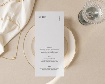 Minimal Wedding Menu Template Download, Canva Template, Printable Minimalist Wedding, Instant Download, Wedding Day of / Iris