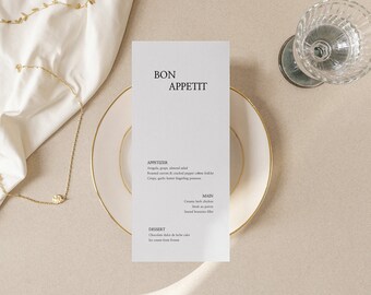Wedding Menu Template Download, Printable Minimalist Canva Wedding Menu Template, Wedding Day of / Gabrielle