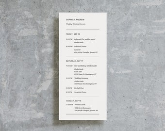 Wedding Timeline Template, Printable Minimalist Canva Template, Instant Download, Wedding Day of / Sophia