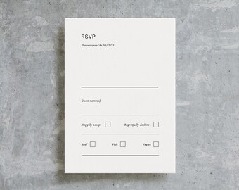 RSVP Card Template, Canva Template, Printable Minimalist Wedding Response Card, Instant Download, Invitation Suite / Sophia