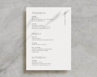 Wedding Day Timeline, Printable Minimalist Canva Template, Instant Download, Wedding Day of / Devon