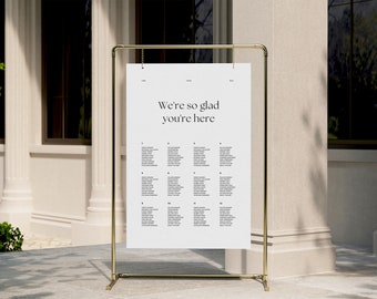 Wedding Seating Chart Template, Canva Template, Printable Minimalist Wedding, Instant Download, Wedding Reception, Wedding Day of / Alyssia