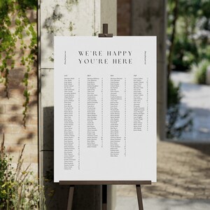 Alphabetische Sitzplan Vorlage, Canva Sitzplan, druckbare minimalistische Hochzeit, Hochzeitstag, Hochzeit, Empfang / Iris