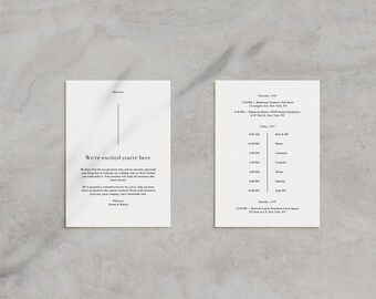 Minimal Wedding Agenda Template, Editable Itinerary, Printable Minimalist Canva Template, Instant Download, Wedding Day of / Naomi