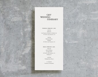 Wedding Itinerary Template, Printable Minimalist Canva Template, Instant Download, Wedding Day of / Gabrielle