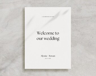 Welcome to Our Wedding Sign, Minimalist Canva Template, Printable Wedding, Instant Download, Wedding Day of, Wedding Ceremony / Alyssia