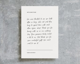 Minimalist Wedding Thank You Card Template, Printable Thank You Card, Wedding Stationery, Canva Template / Sophia