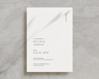 Wedding Invitation Template, Wedding Details Card, Canva Invitation Template, Printable Wedding Stationery, Invitation Suite / Devon