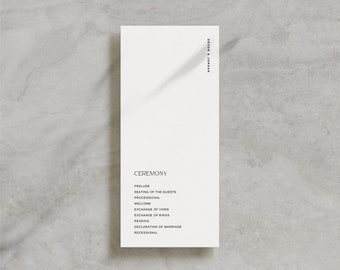Hochzeit Programm Vorlage Download, Canva Programm für Hochzeit, druckbares minimalistisches Hochzeitsprogramm, Tag der Hochzeit, Trauung / Devon
