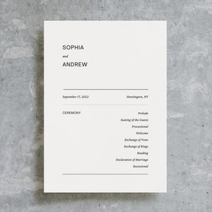 Hochzeit Programm Vorlage, Minimalistische Hochzeit, Canva Programm Vorlage, druckbares Hochzeitsprogramm, Hochzeitstag von, Hochzeitszeremonie / Sophia