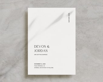 Save the Date with Photo Template, Minimalist Canva Template, Printable Wedding, Instant Download, Invitation Suite / Devon