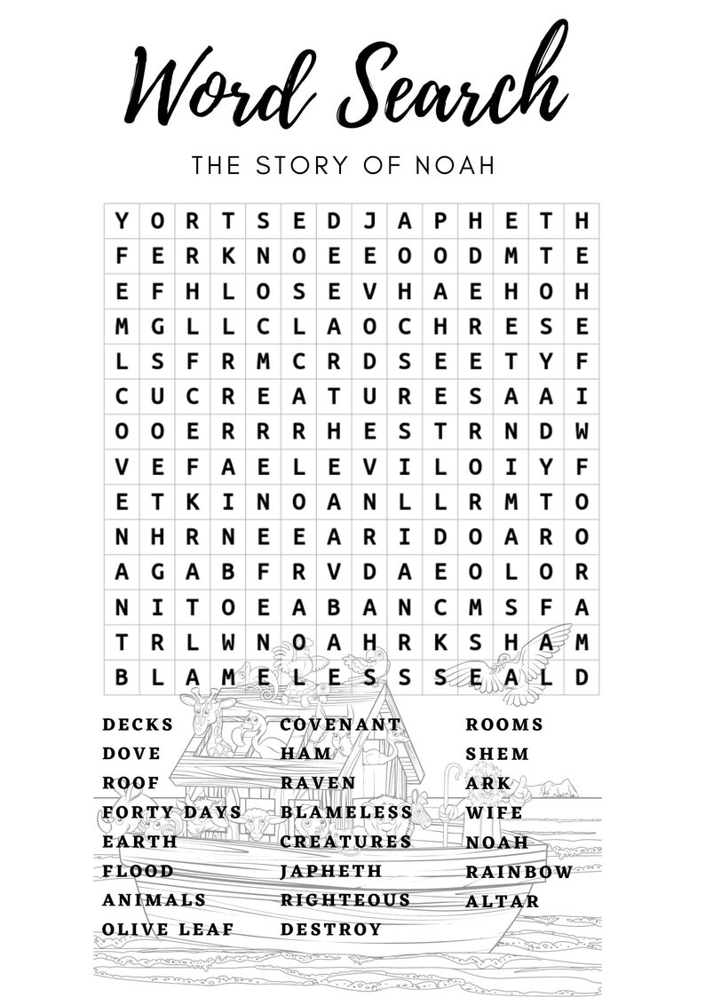 Sunday School Word Search Printable Worksheet | Etsy